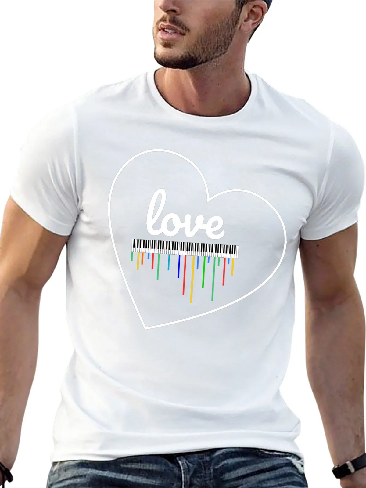 Love Piano Heart T-Shirt Music Teacher Gift product image 12