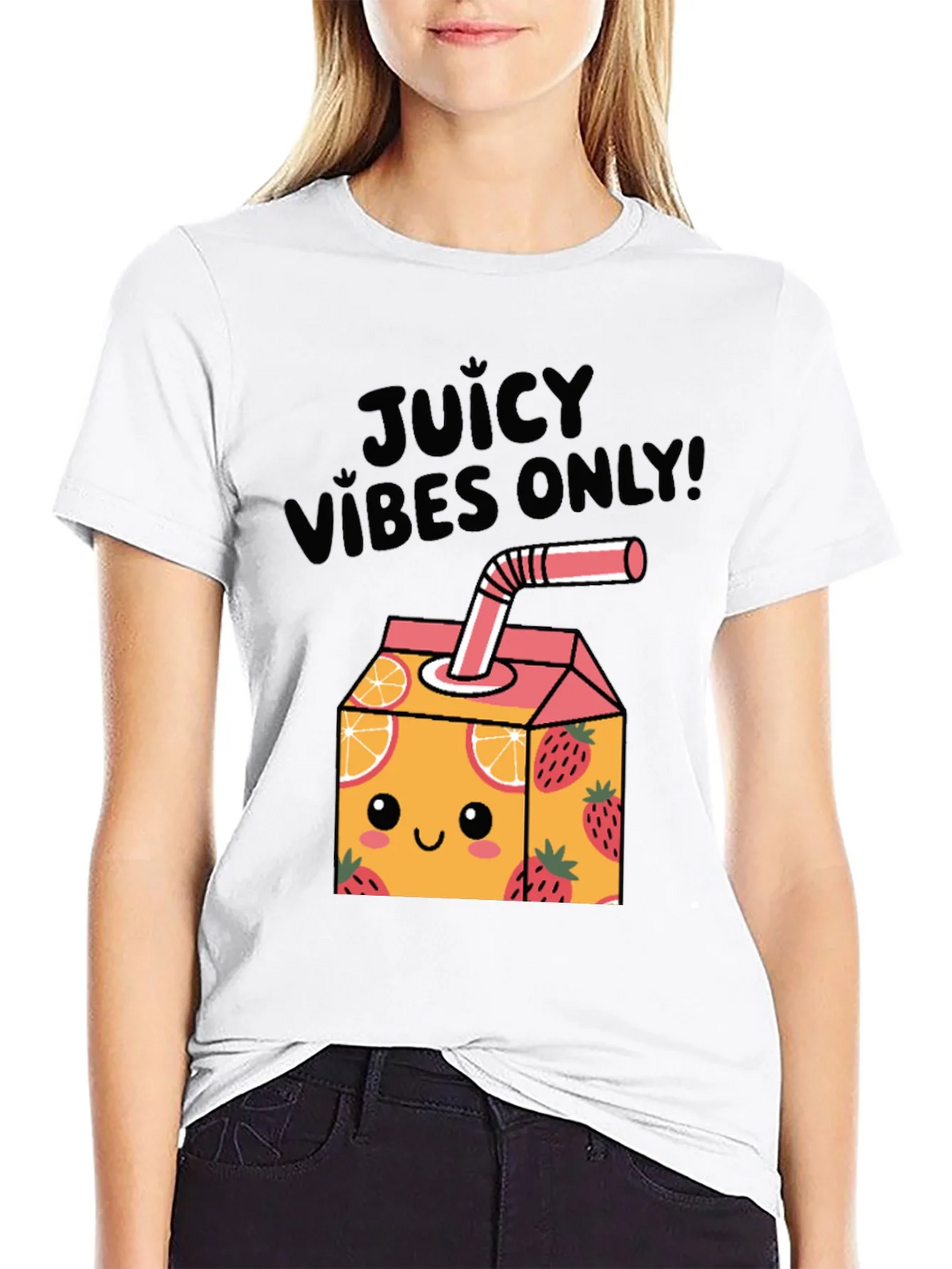 Juicy Vibes Only T-Shirt - Cartoon Fruit Juice Box Design product image 8
