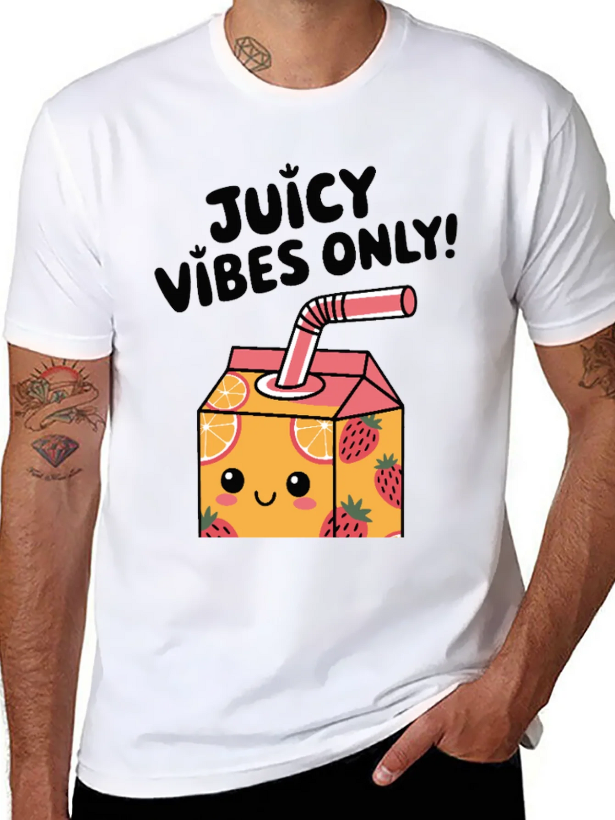 Juicy Vibes Only T-Shirt - Cartoon Fruit Juice Box Design product image 7