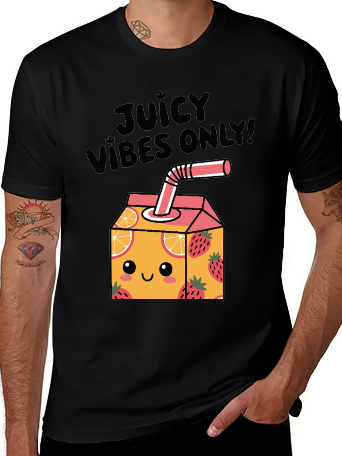 Juicy Vibes Only T-Shirt - Cartoon Fruit Juice Box Design product image 1