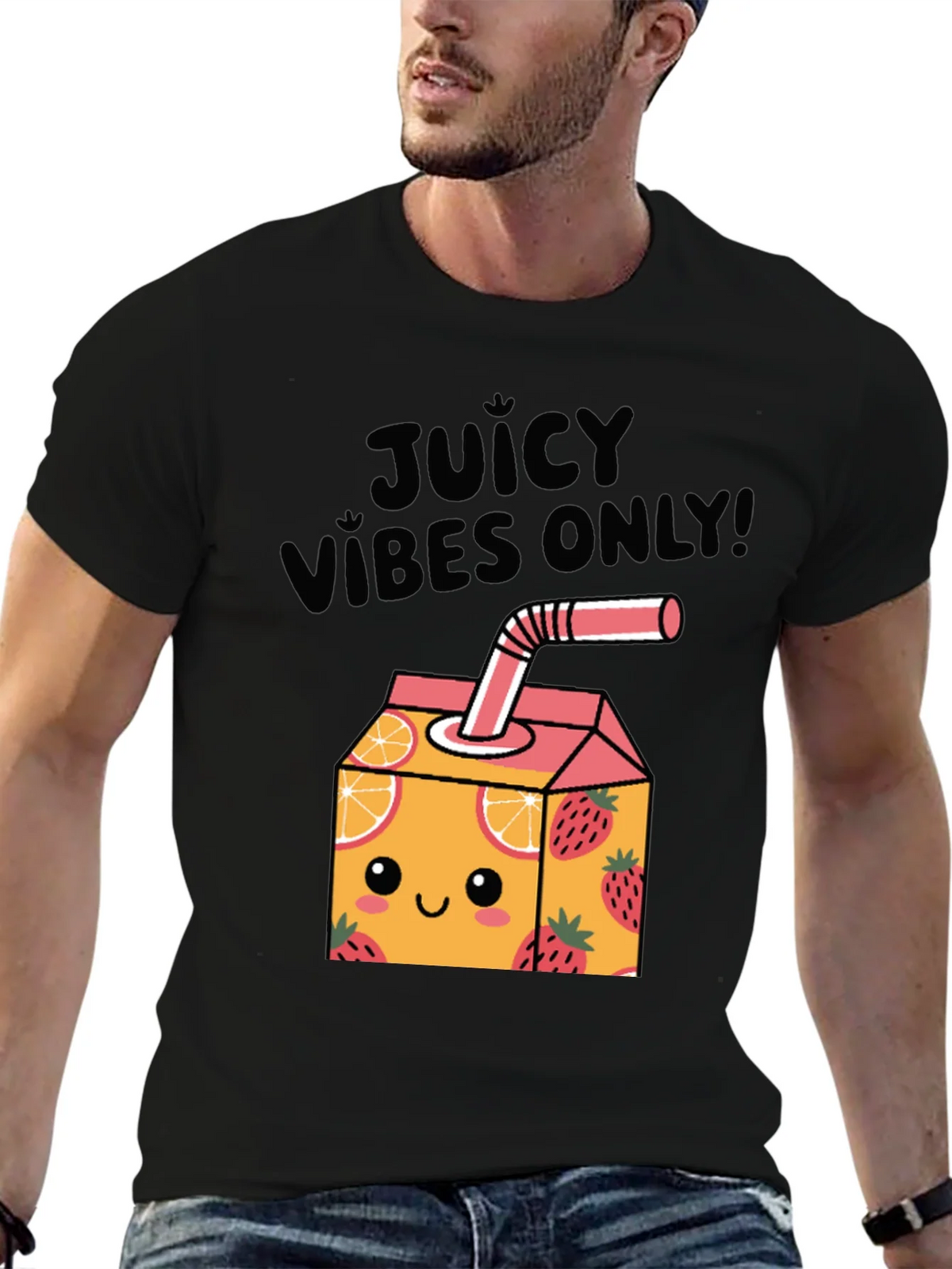 Juicy Vibes Only T-Shirt - Cartoon Fruit Juice Box Design product image 6
