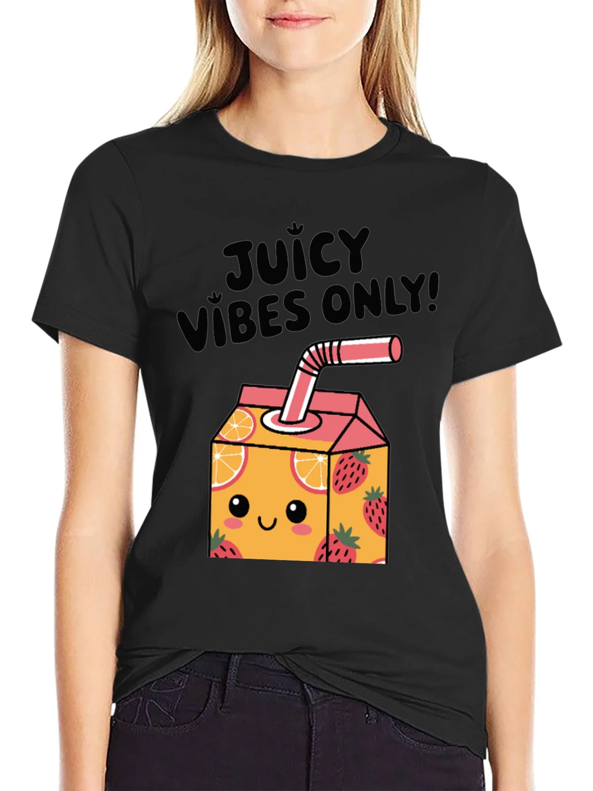 Juicy Vibes Only T-Shirt - Cartoon Fruit Juice Box Design product image 2