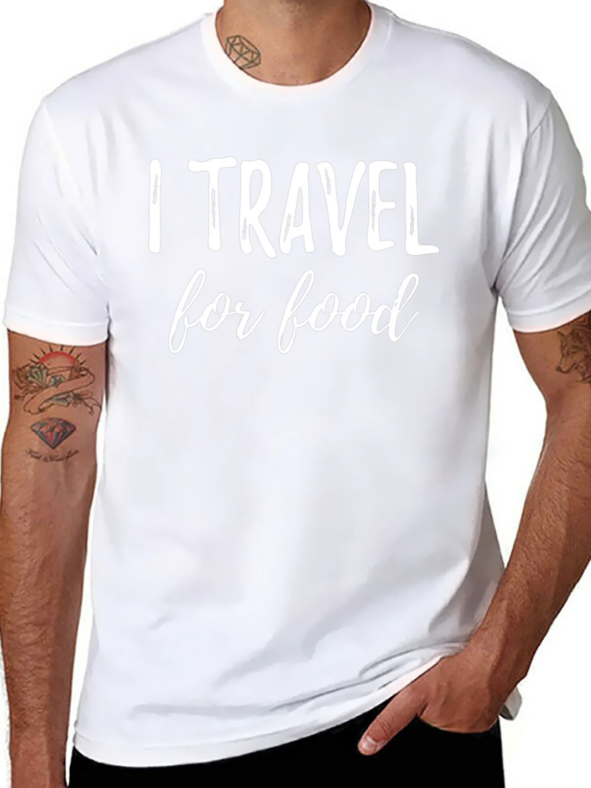 I Travel for Food Graphic Tee - Black Cotton T-Shirt product image 7