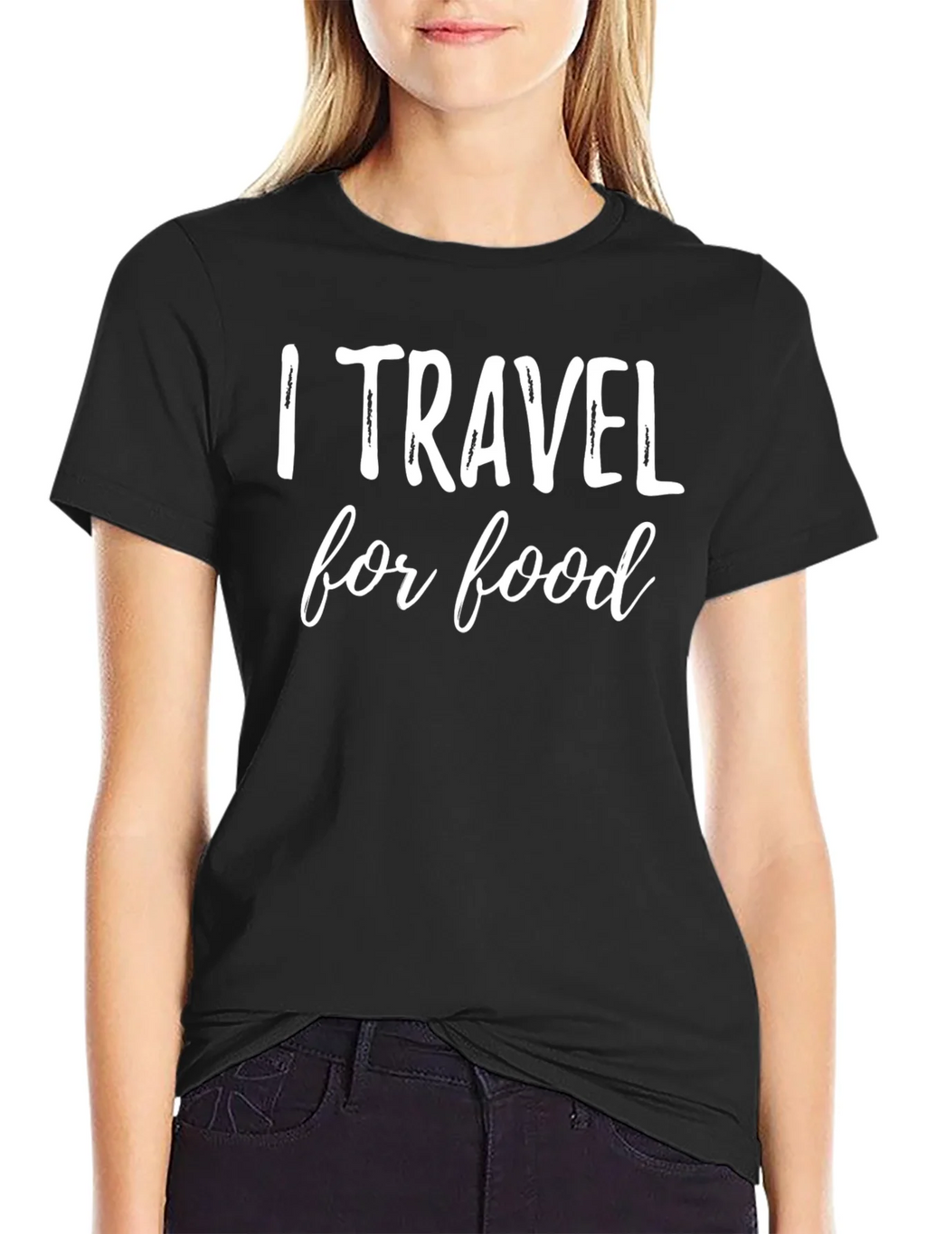 I Travel for Food Graphic Tee - Black Cotton T-Shirt product image 2