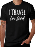 I Travel for Food Graphic Tee - Black Cotton T-Shirt product image 1