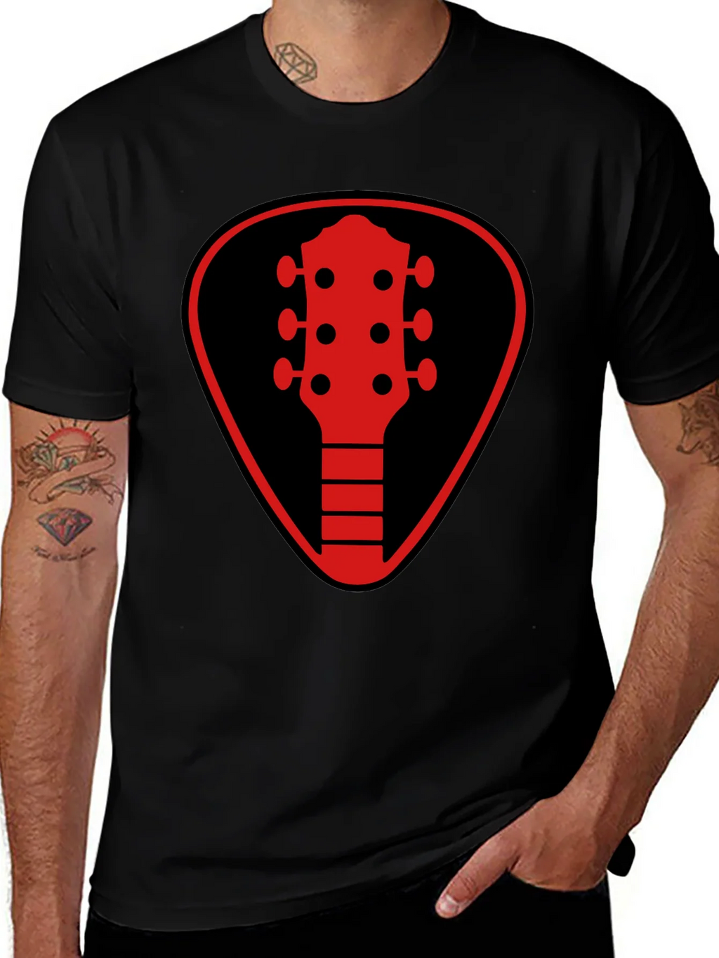 Guitar Pick Headstock Graphic Tee - Black product image 1