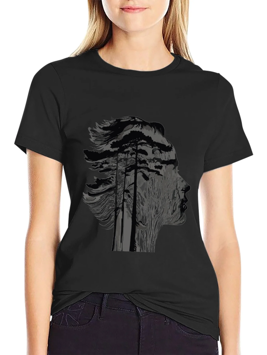 Nature Silhouette Graphic Black T-Shirt product image 2