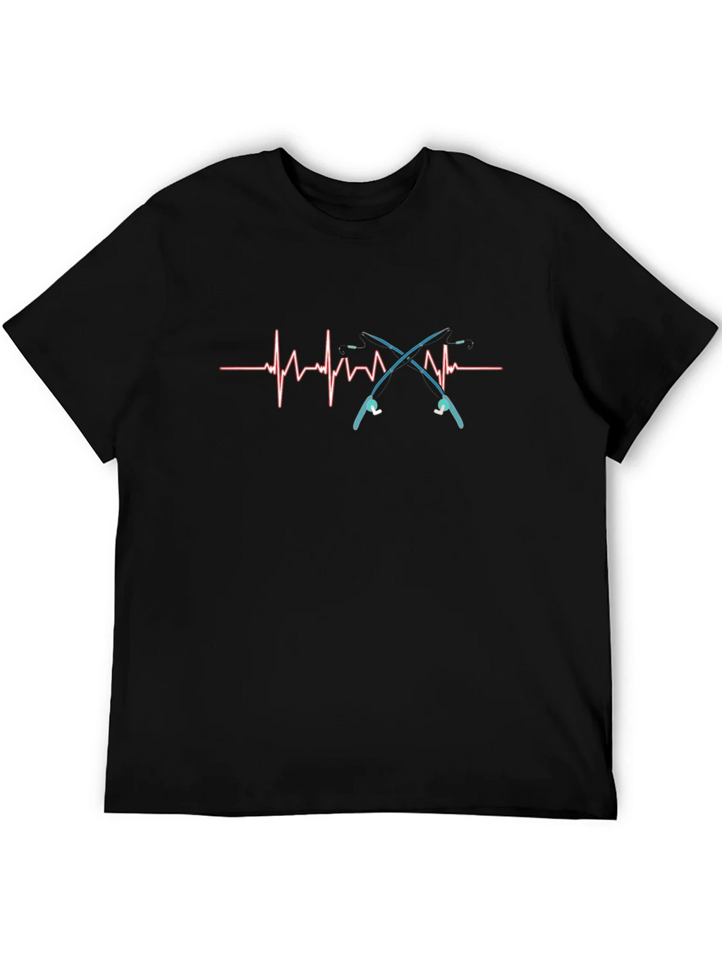Fishing Heartbeat T-Shirt - Black Cotton Tee product image 5