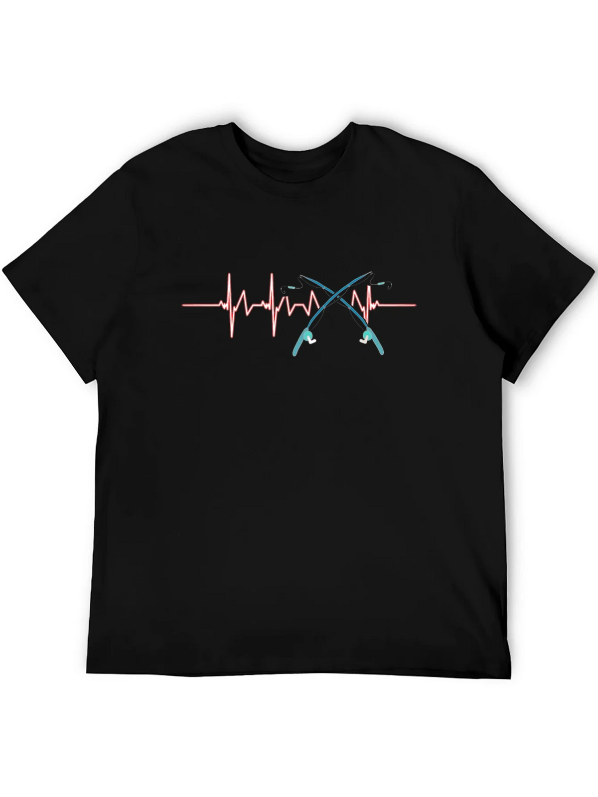 Fishing Heartbeat T-Shirt - Black Cotton Tee product image 5