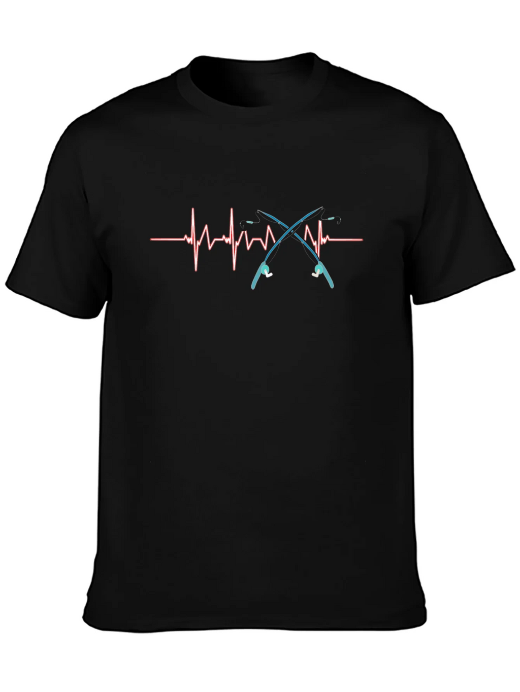 Fishing Heartbeat T-Shirt - Black Cotton Tee product image 3