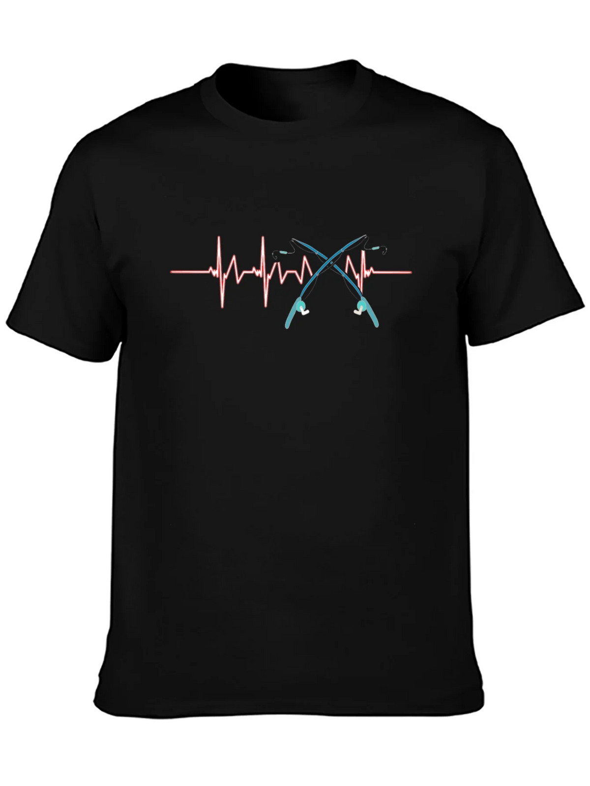 Fishing Heartbeat T-Shirt - Black Cotton Tee product image 3