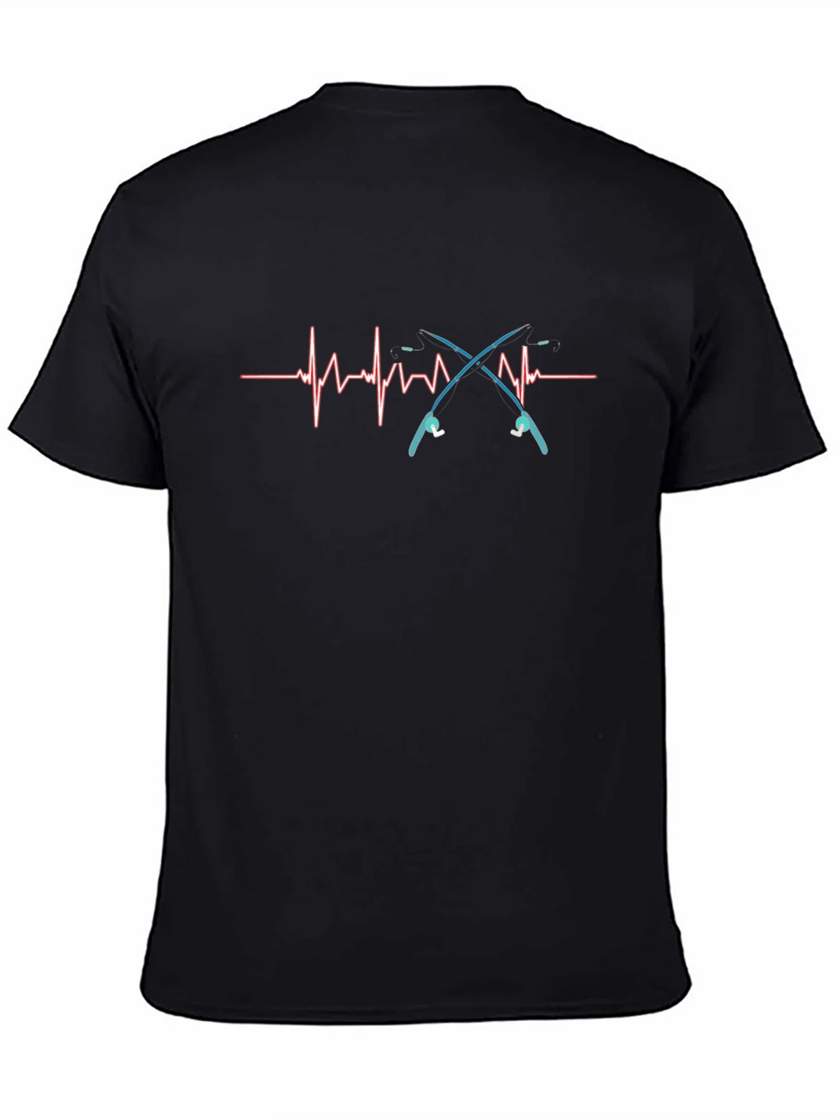 Fishing Heartbeat T-Shirt - Black Cotton Tee product image 4