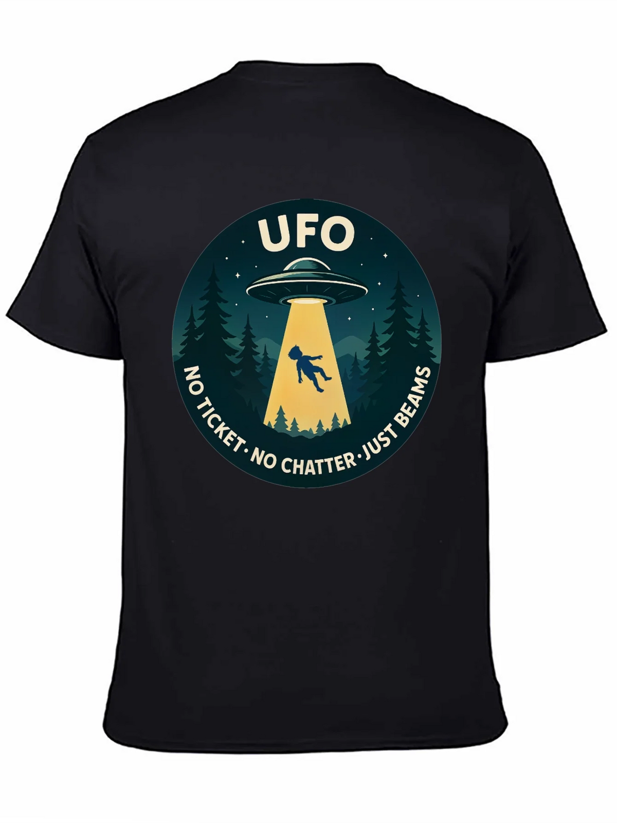 UFO Abduction Graphic T-Shirt - No Ticket Just Beams product image 4