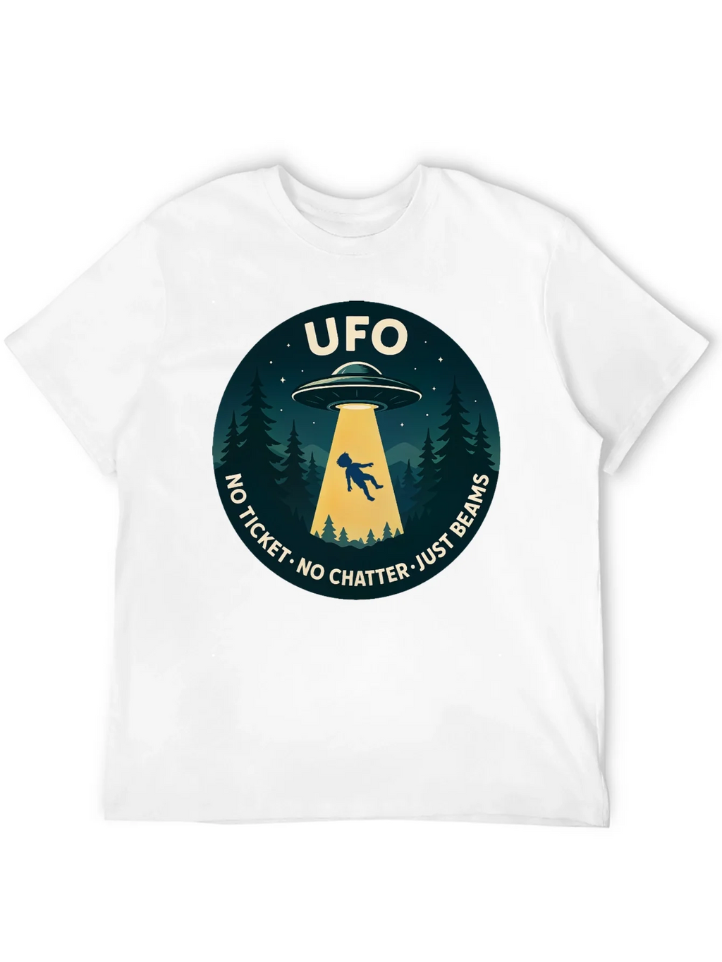 UFO Abduction Graphic T-Shirt - No Ticket Just Beams product image 11