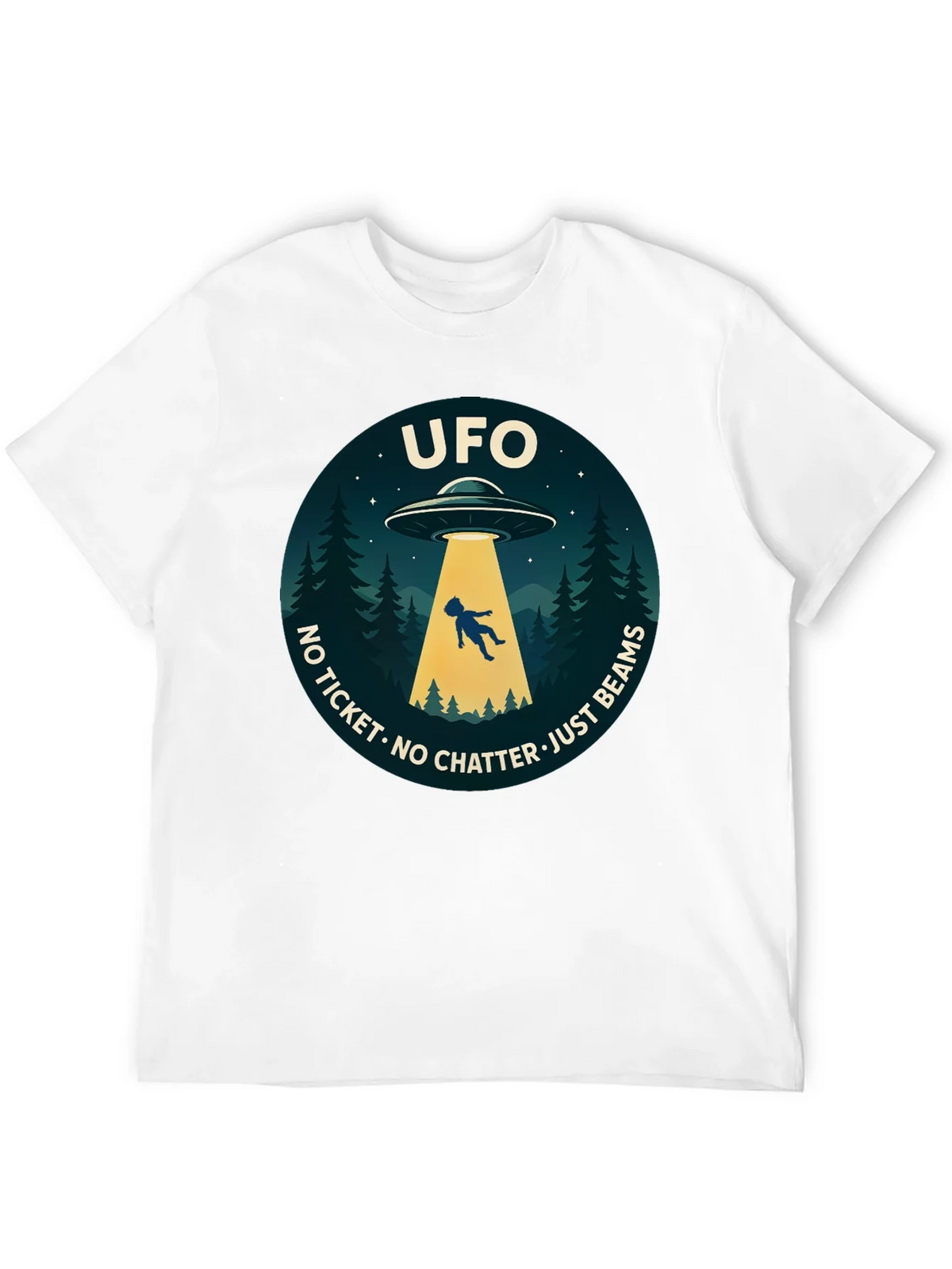 UFO Abduction Graphic T-Shirt - No Ticket Just Beams product image 11
