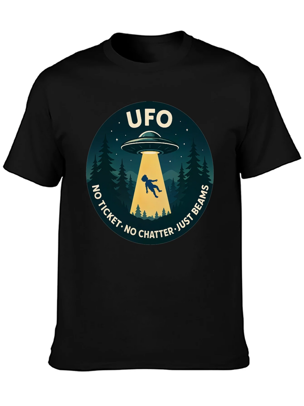 UFO Abduction Graphic T-Shirt - No Ticket Just Beams product image 3