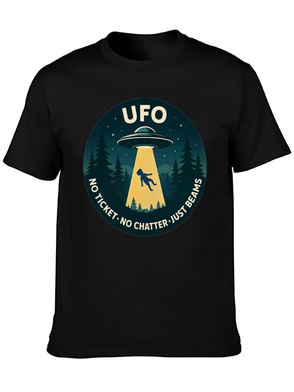 UFO Abduction Graphic T-Shirt - No Ticket Just Beams product image 3