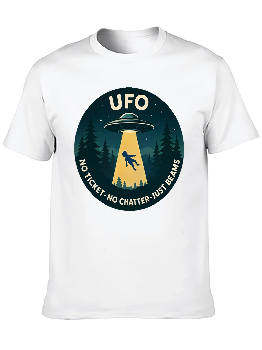 UFO Abduction Graphic T-Shirt - No Ticket Just Beams product image 9