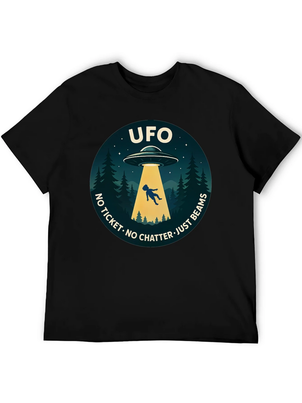UFO Abduction Graphic T-Shirt - No Ticket Just Beams product image 5
