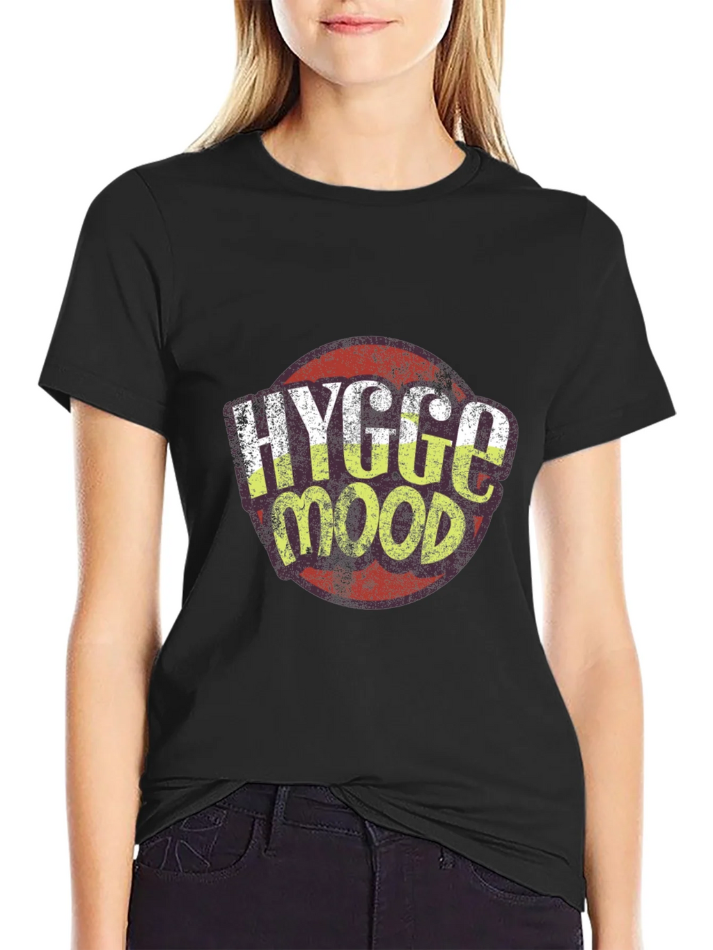 Hygge Mood Graphic Tee - Black Crew Neck Shirt product image 2
