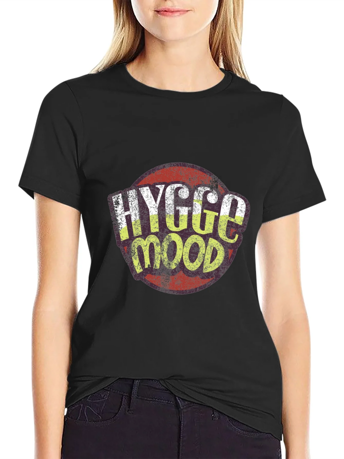 Hygge Mood Graphic Tee - Black Crew Neck Shirt product image 2