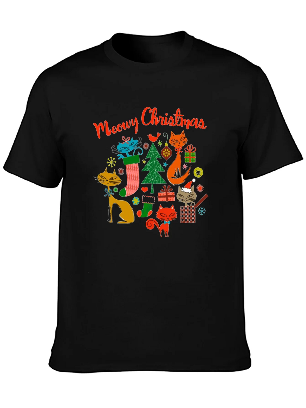 Meowy Christmas Cat T-Shirt - Holiday Novelty Tee product image 3