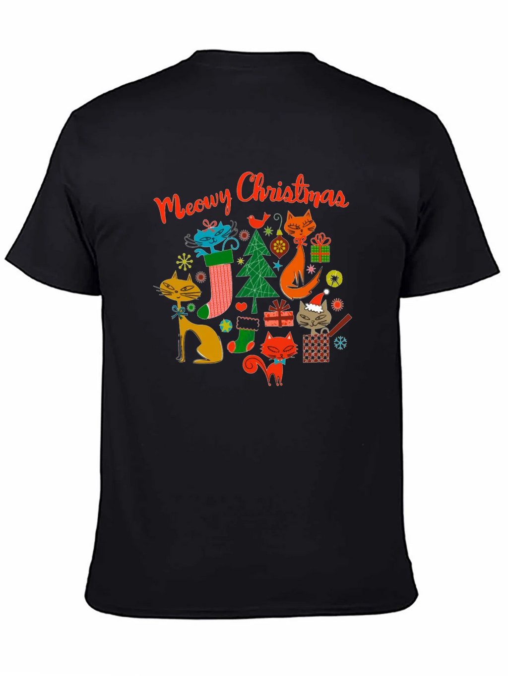 Meowy Christmas Cat T-Shirt - Holiday Novelty Tee product image 4