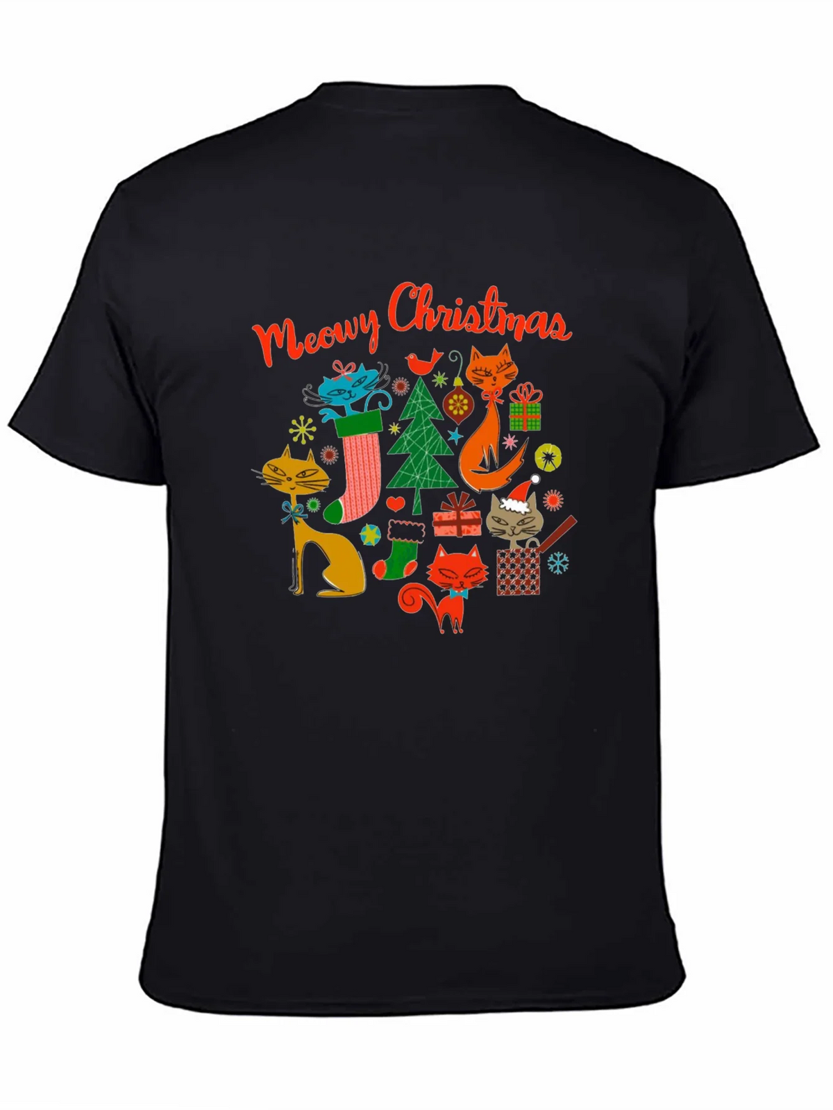 Meowy Christmas Cat T-Shirt - Holiday Novelty Tee product image 4