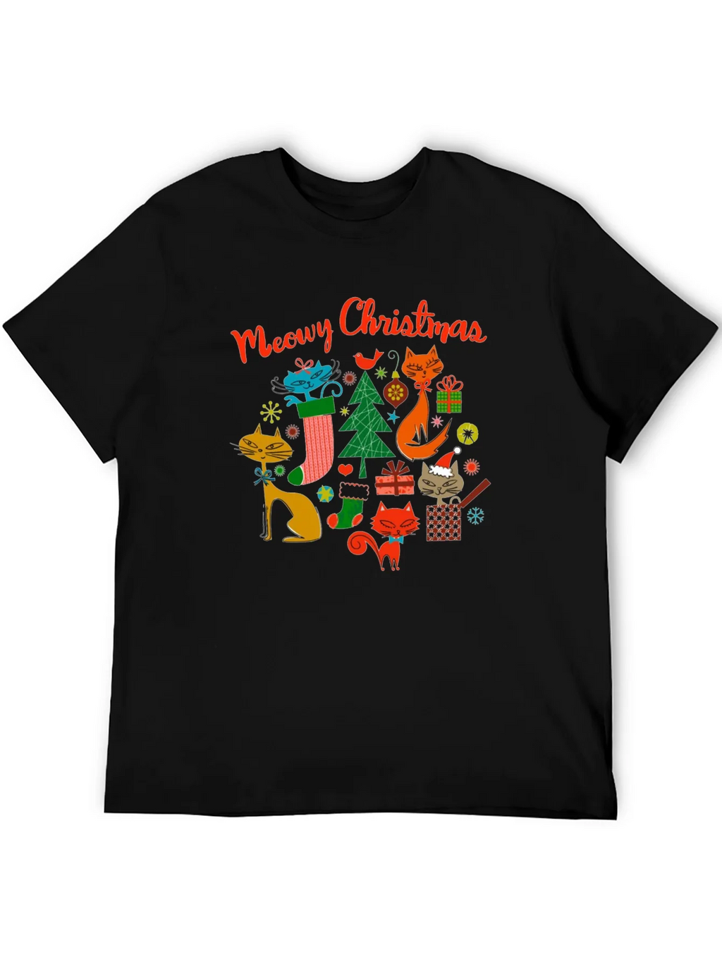 Meowy Christmas Cat T-Shirt - Holiday Novelty Tee product image 5