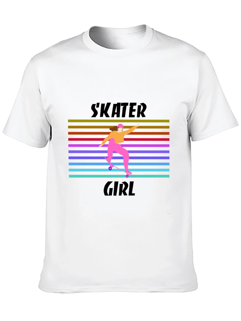 Skater Girl Retro T-Shirt - Black product image 2