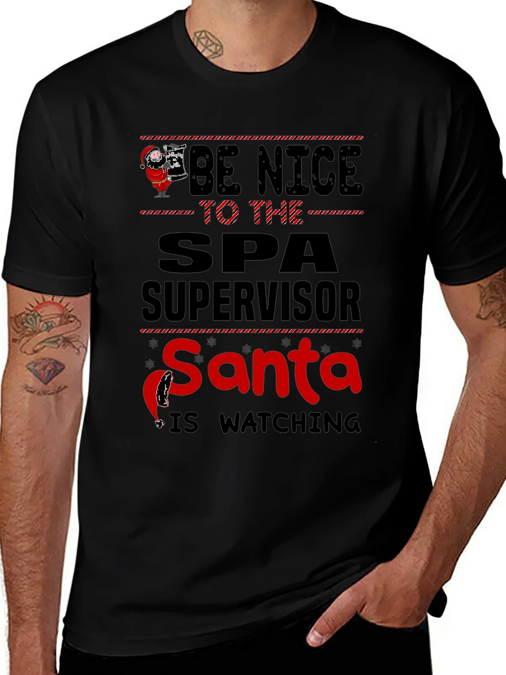 Be Nice to Spa Supervisor Santa Watching T-Shirt product image 1