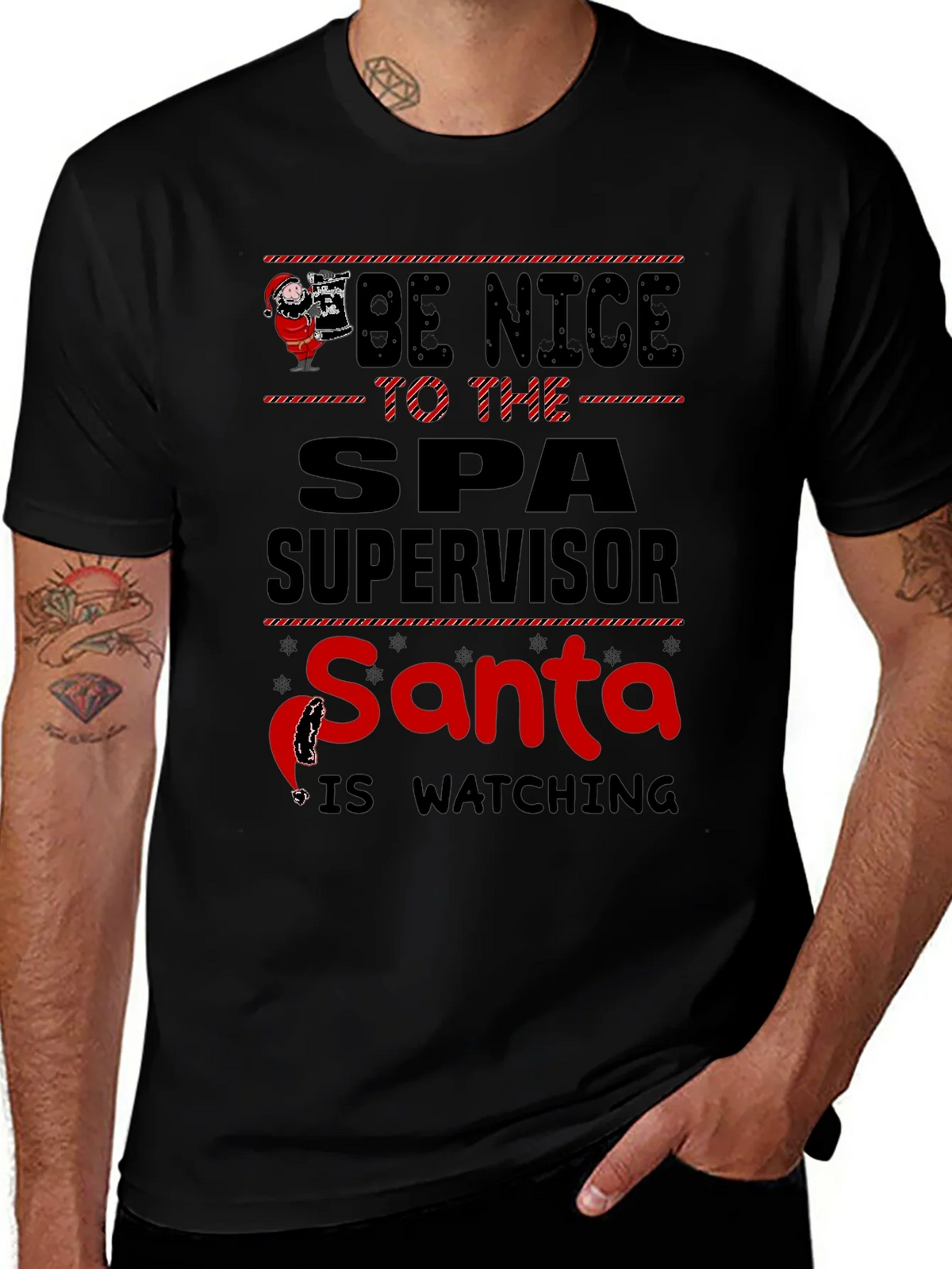 Be Nice to Spa Supervisor Santa Watching T-Shirt product image 1