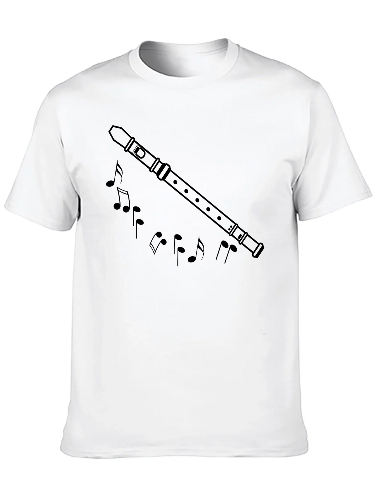 Musical Flute & Notes Graphic Black T-Shirt product image 9