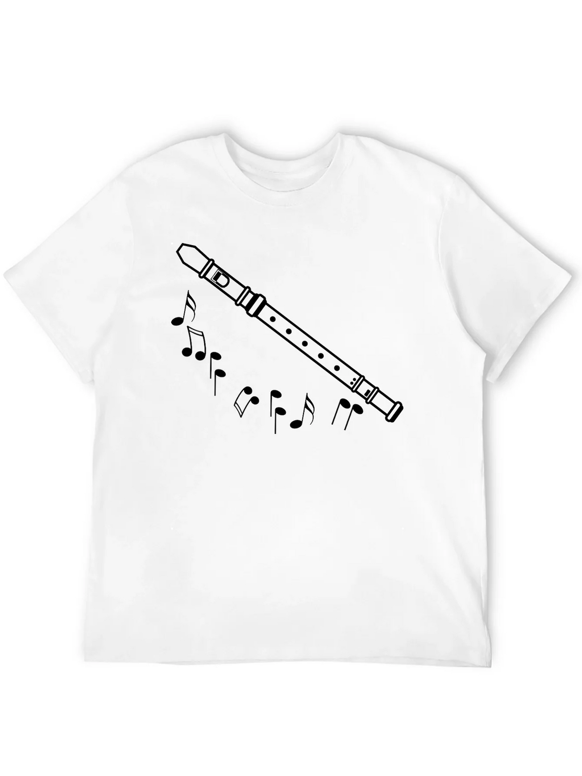 Musical Flute & Notes Graphic Black T-Shirt product image 11