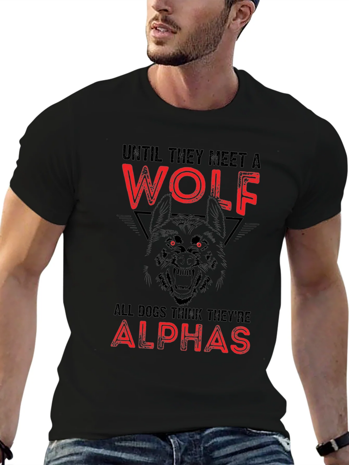 Wolf Graphic Print Crew Neck T-Shirt product image 6