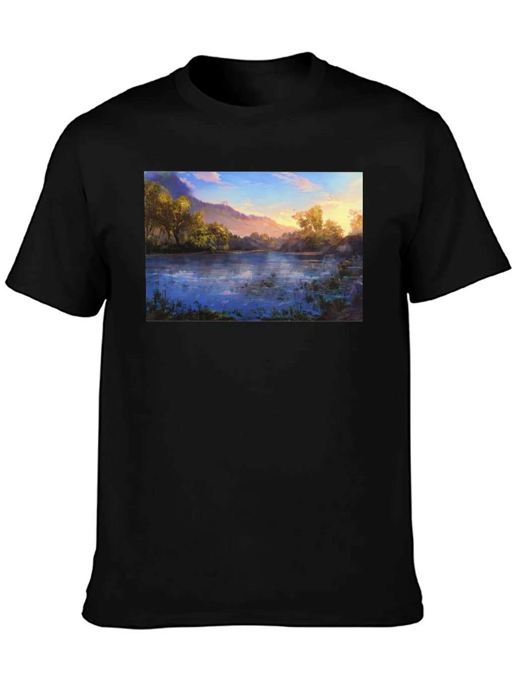 Nature Lake Print Black T-Shirt product image 3