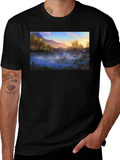Nature Lake Print Black T-Shirt product image 1