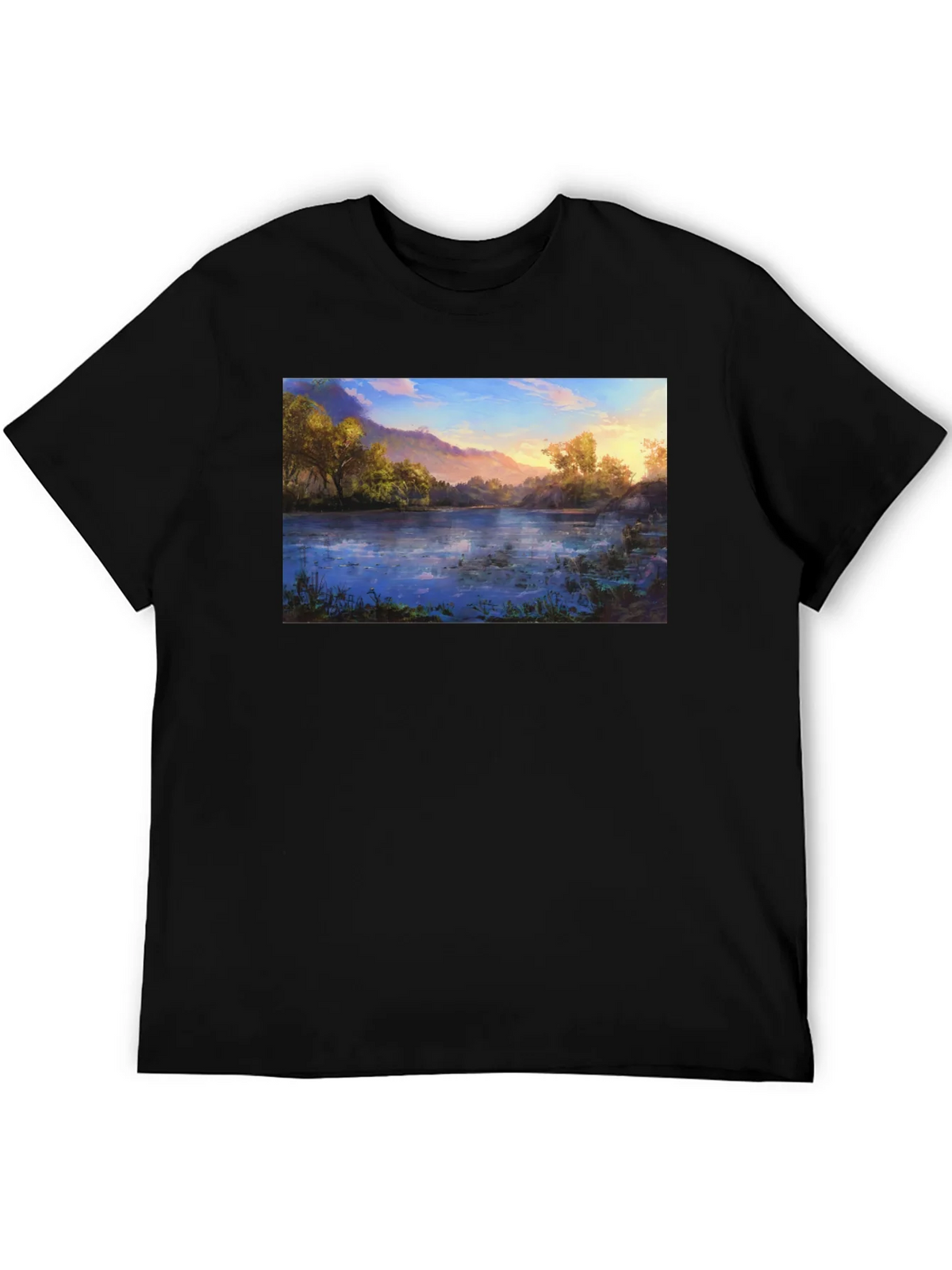 Nature Lake Print Black T-Shirt product image 5