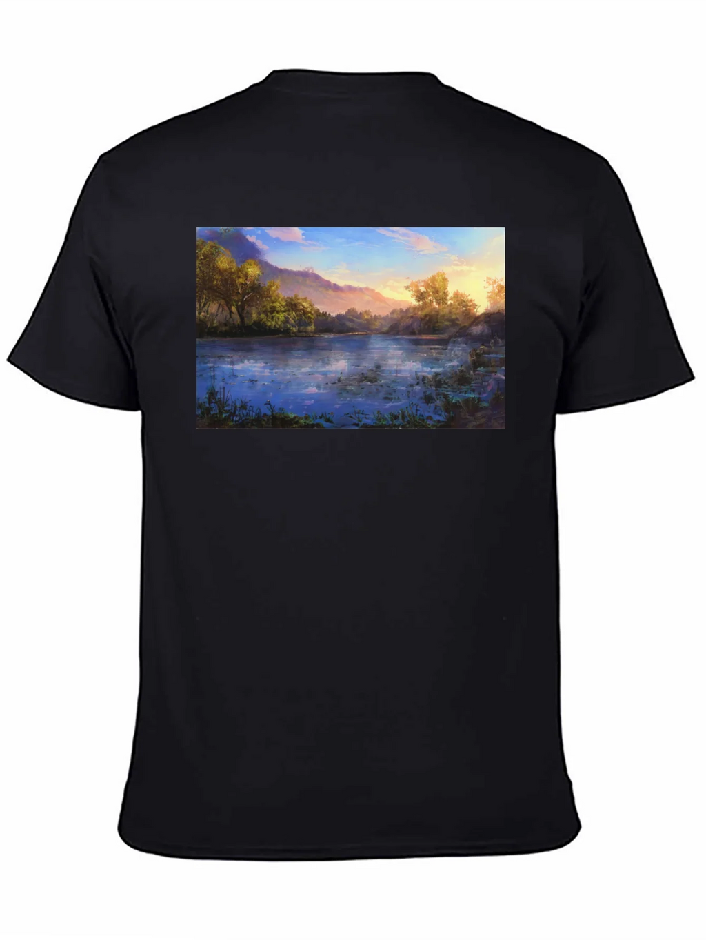 Nature Lake Print Black T-Shirt product image 4