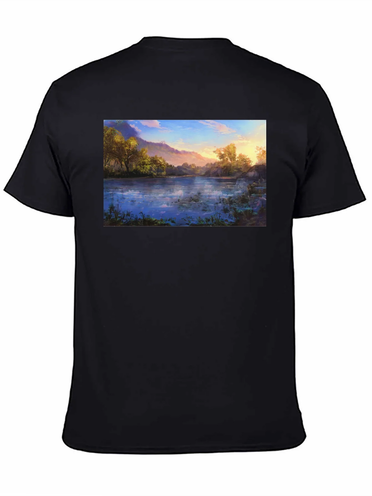 Nature Lake Print Black T-Shirt product image 4