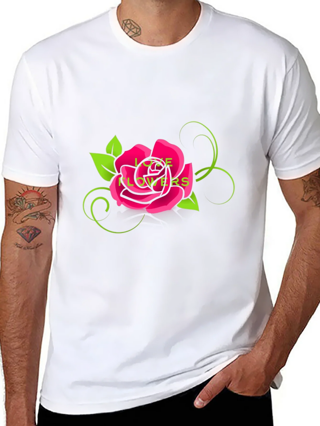 Love Flowers Rose Graphic Tee - Black product image 2