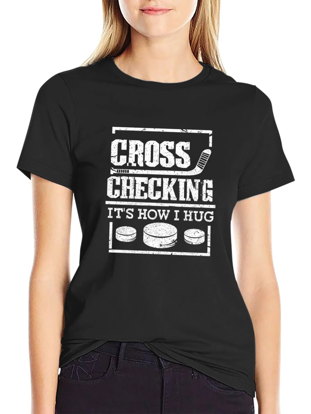 Cross Checking Hockey T-Shirt - Funny Hug Tee product image 2