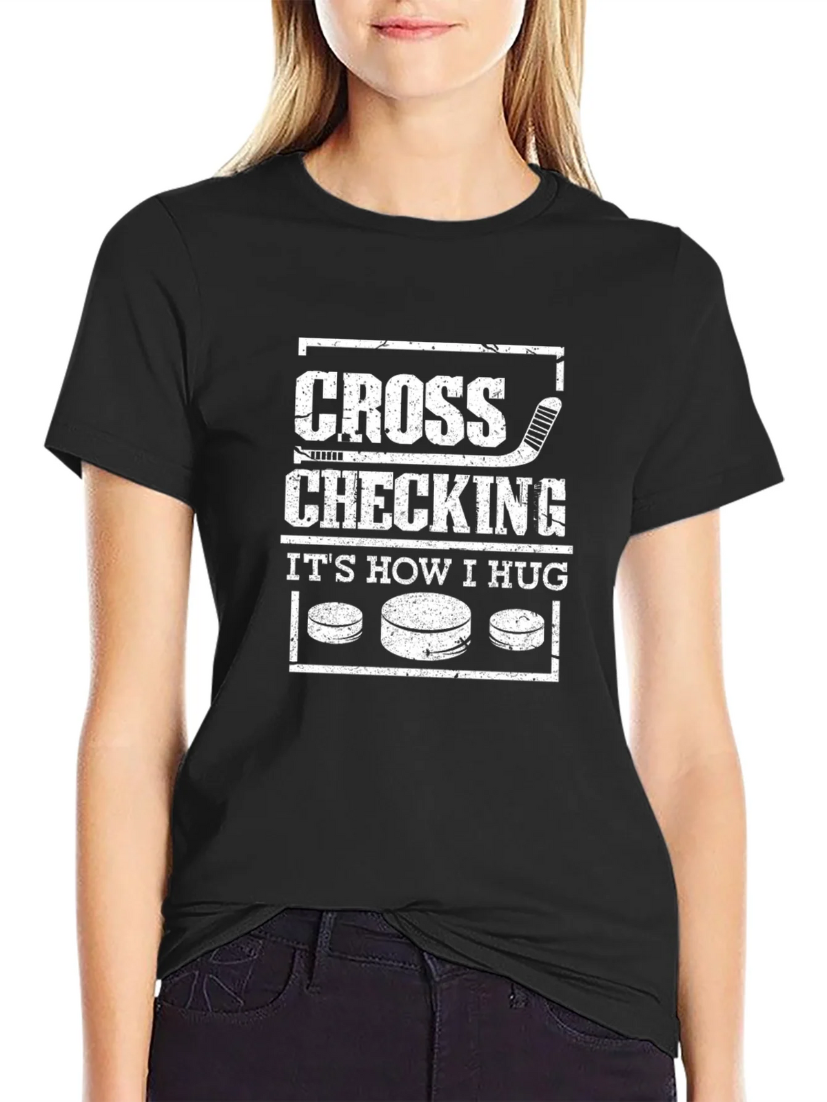 Cross Checking Hockey T-Shirt - Funny Hug Tee product image 2