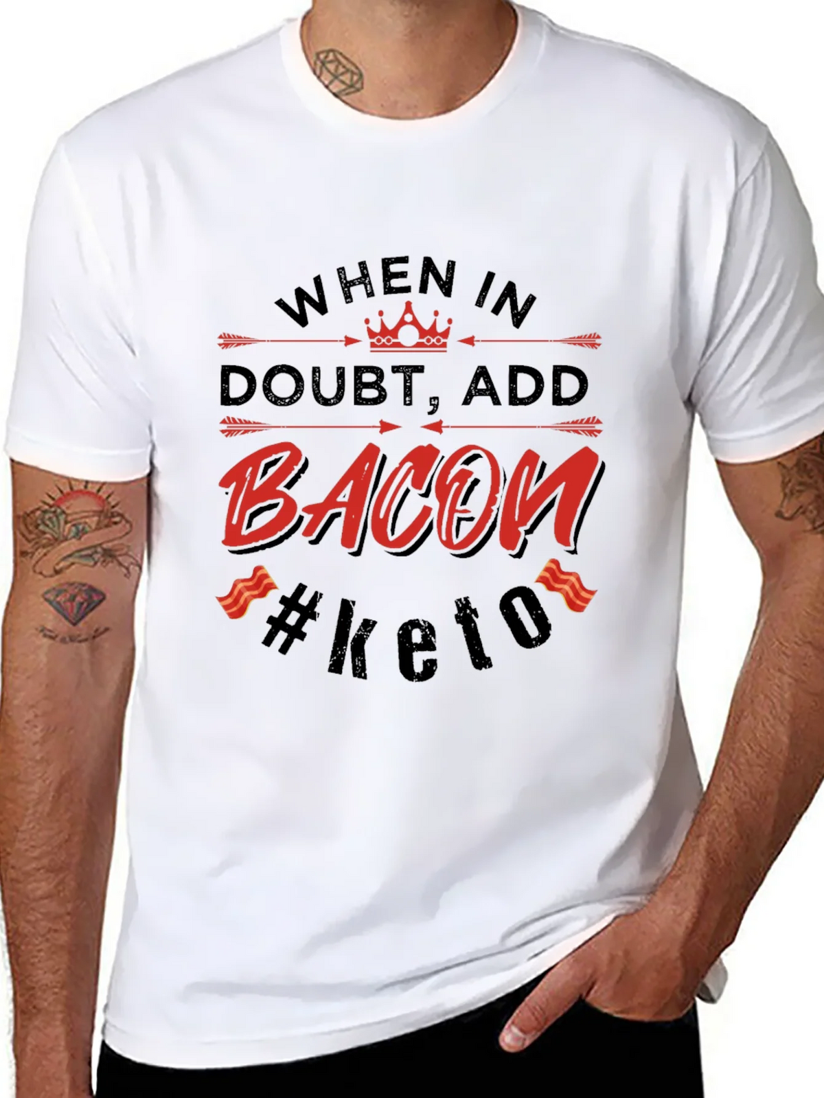 Bacon Keto T-Shirt - When in Doubt Add product image 7