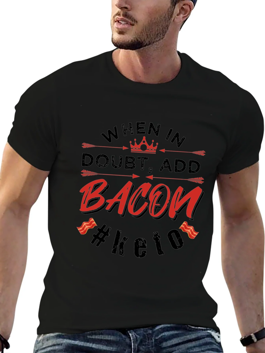 Bacon Keto T-Shirt - When in Doubt Add product image 6