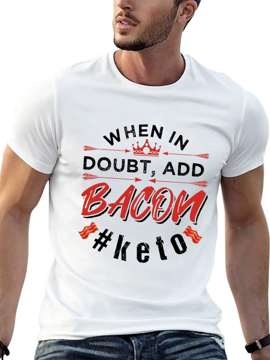 Bacon Keto T-Shirt - When in Doubt Add product image 12