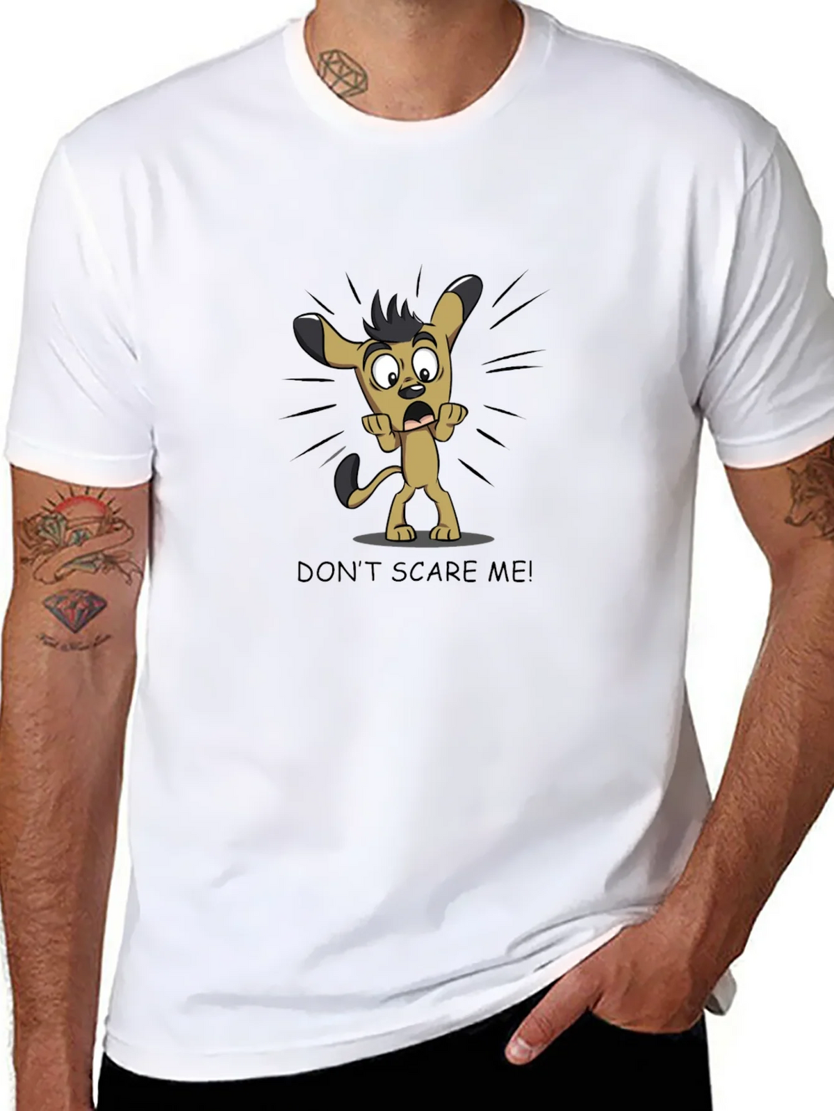 Cartoon Dog Graphic Tee - Dont Scare Me! Black T-Shirt product image 7