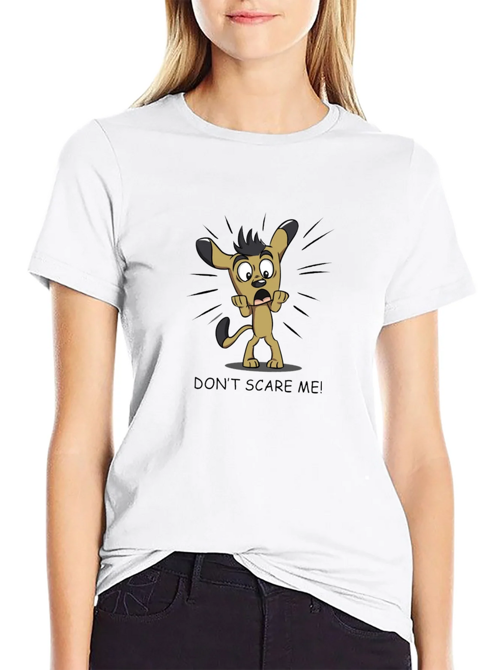 Cartoon Dog Graphic Tee - Dont Scare Me! Black T-Shirt product image 8