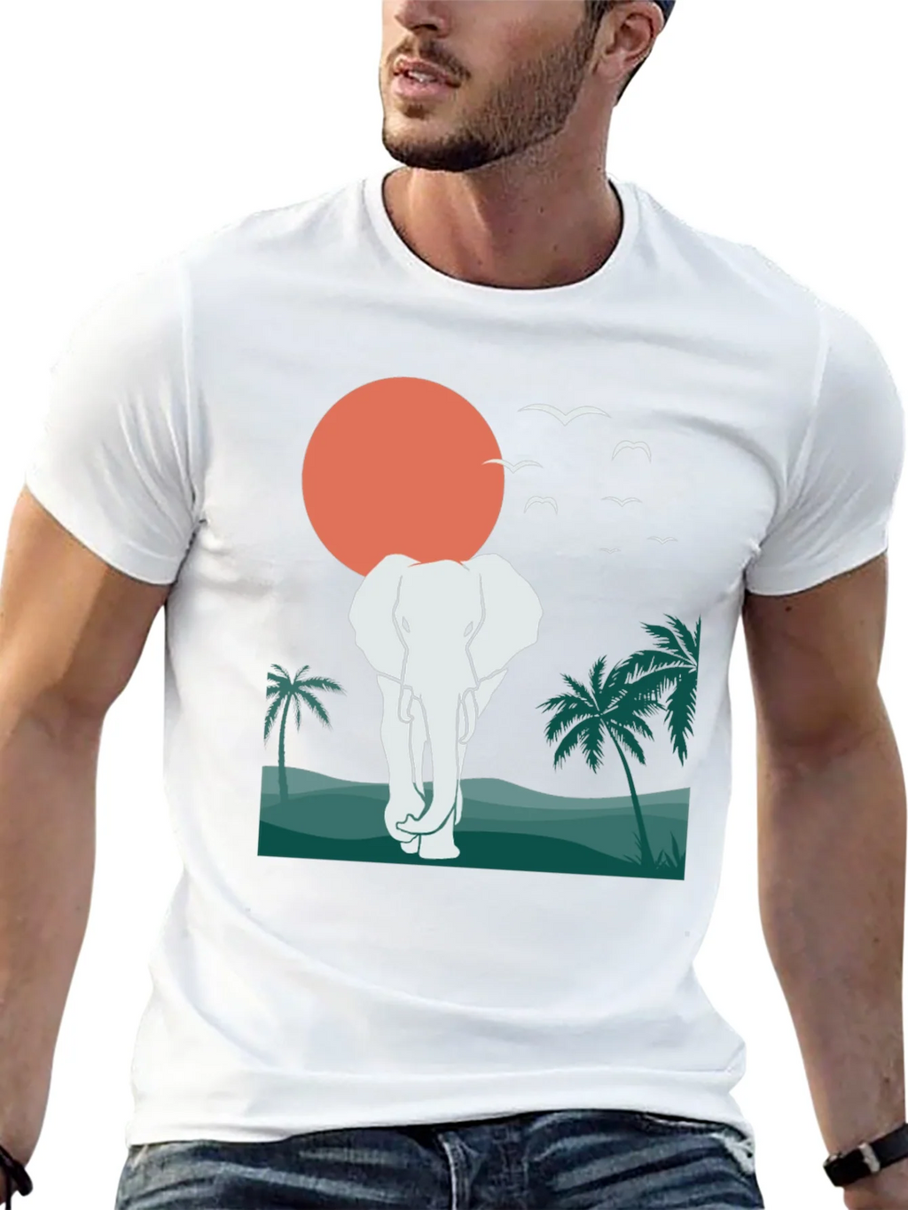 Elephant Sunset Graphic Tee - Tropical Vibes product image 12