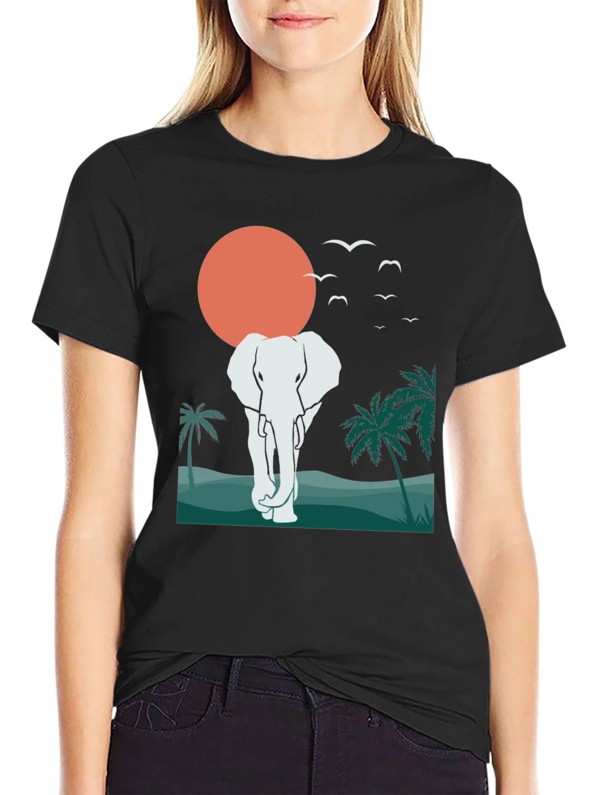 Elephant Sunset Graphic Tee - Tropical Vibes product image 2